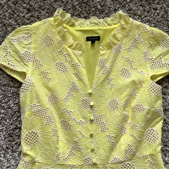 Talbots Embroidered Yellow & White Dress - Picture 4 of 8